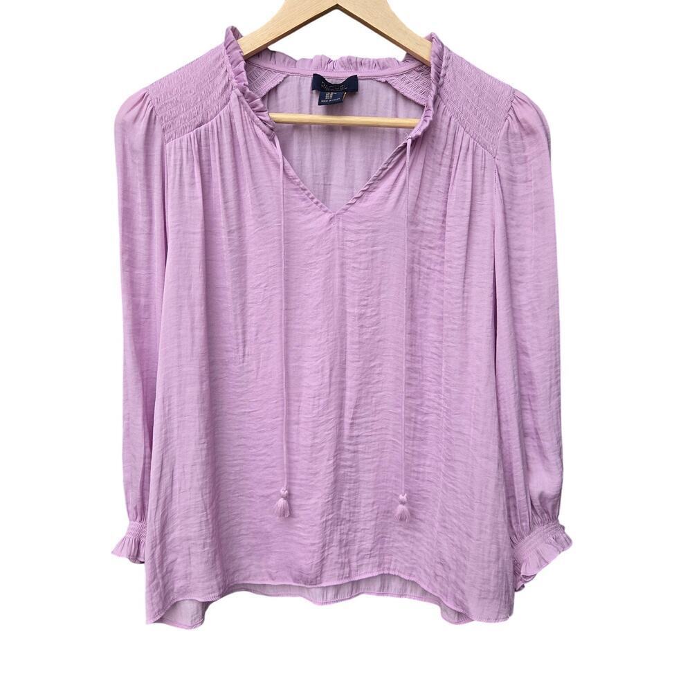 RACHEL Rachel Roy Lavender Long Sleeve V-Neck Blouse